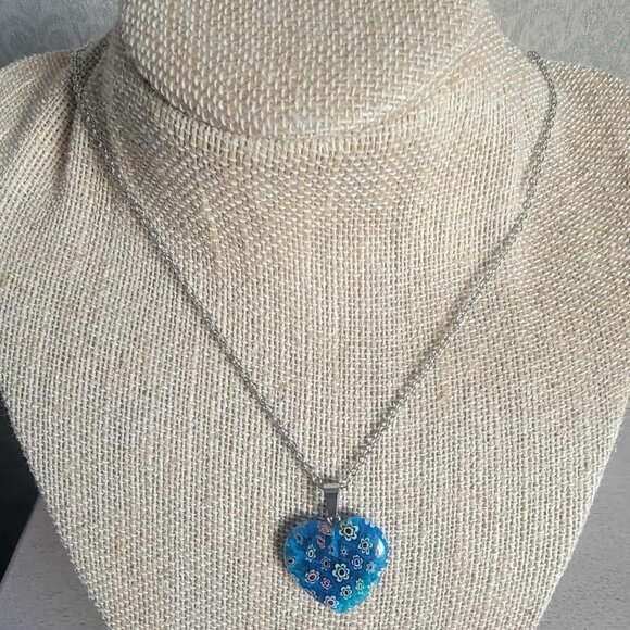 Murano Style Blue Necklace and Earring Set - Picture 4 of 4